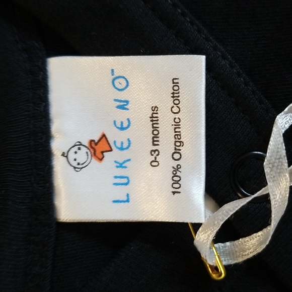 ORGANIC COTTON BABY BODY SUIT 0-3 MONTHS BY LUKEENO  IN BLACK - Picture 5 of 8